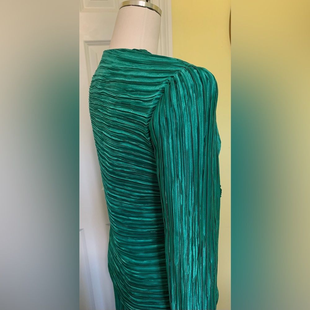 VTG GLAM George F. Couture Emerald Green 2PC Evening Suit Set Floral Detail - Picture 8 of 13